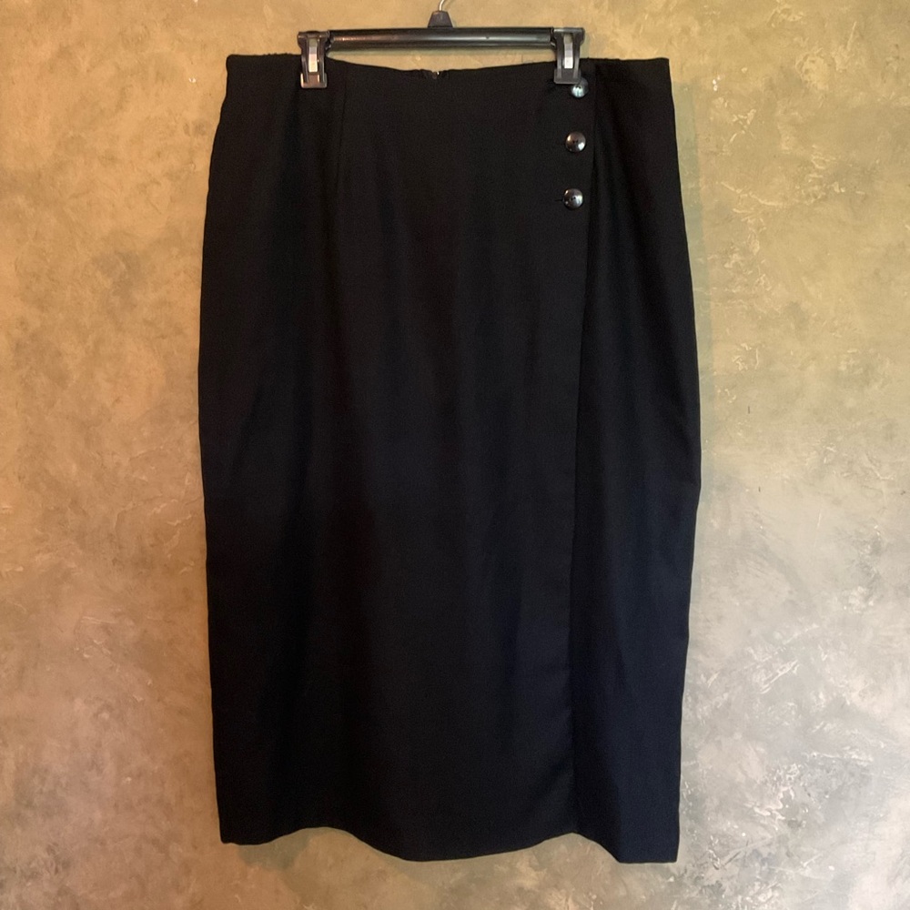 Vintage 90s Image Button Detail Faux Wrap Maxi Skirt